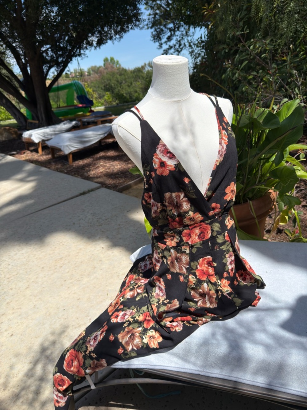 Vintage Fashion Nova Floral Black V-Neck Spaghetti Strap Dress